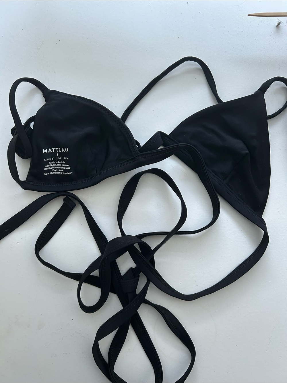 Matteau Black Wrap Triangle Bikini Top with High Waist Bottom - Picture 3 of 3